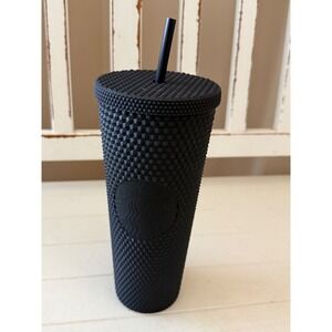 Starbucks Matte Black Studded Cold Cup Tumbler Venti 24oz Grid Texture 011120480